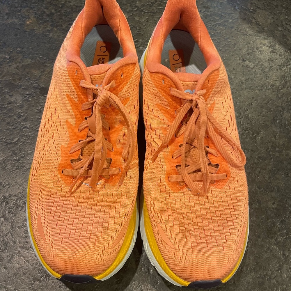 Hoka Clifton 8 Orange Lace-Up Running Shoe